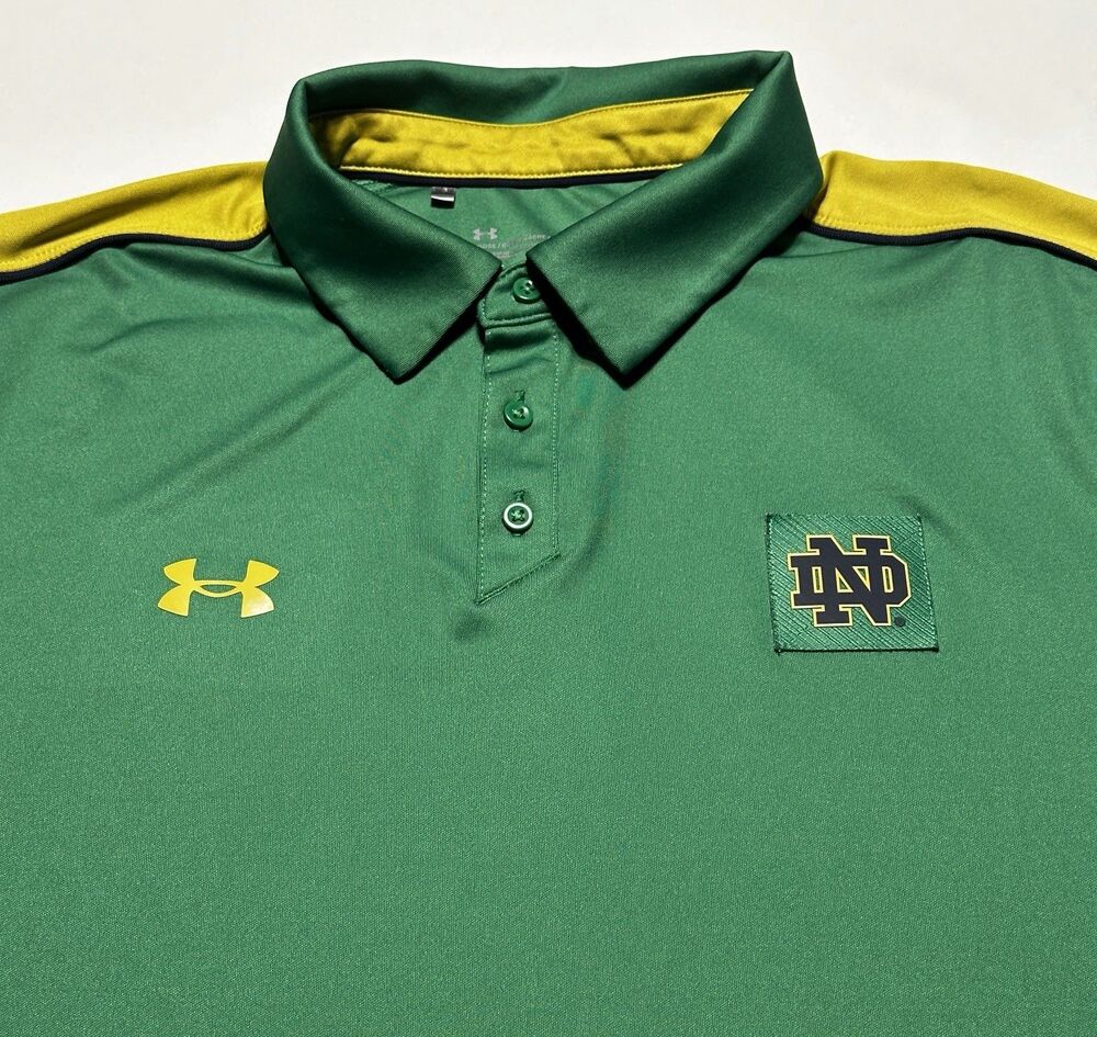 Notre Dame Under Armour Golf Polo Shirt Men’s Large Green Fighting Irish NCAA
